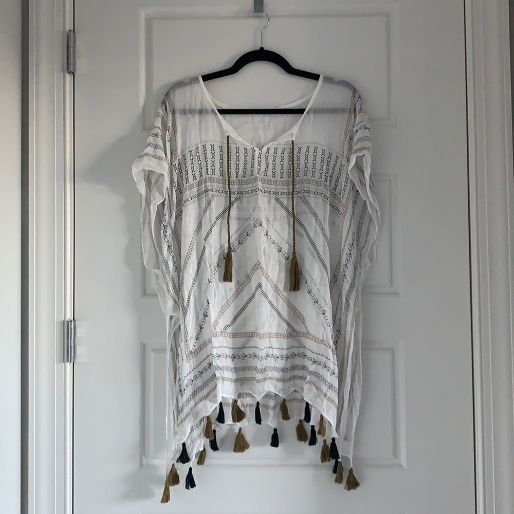 White Tunic with Gold and Black Tassels